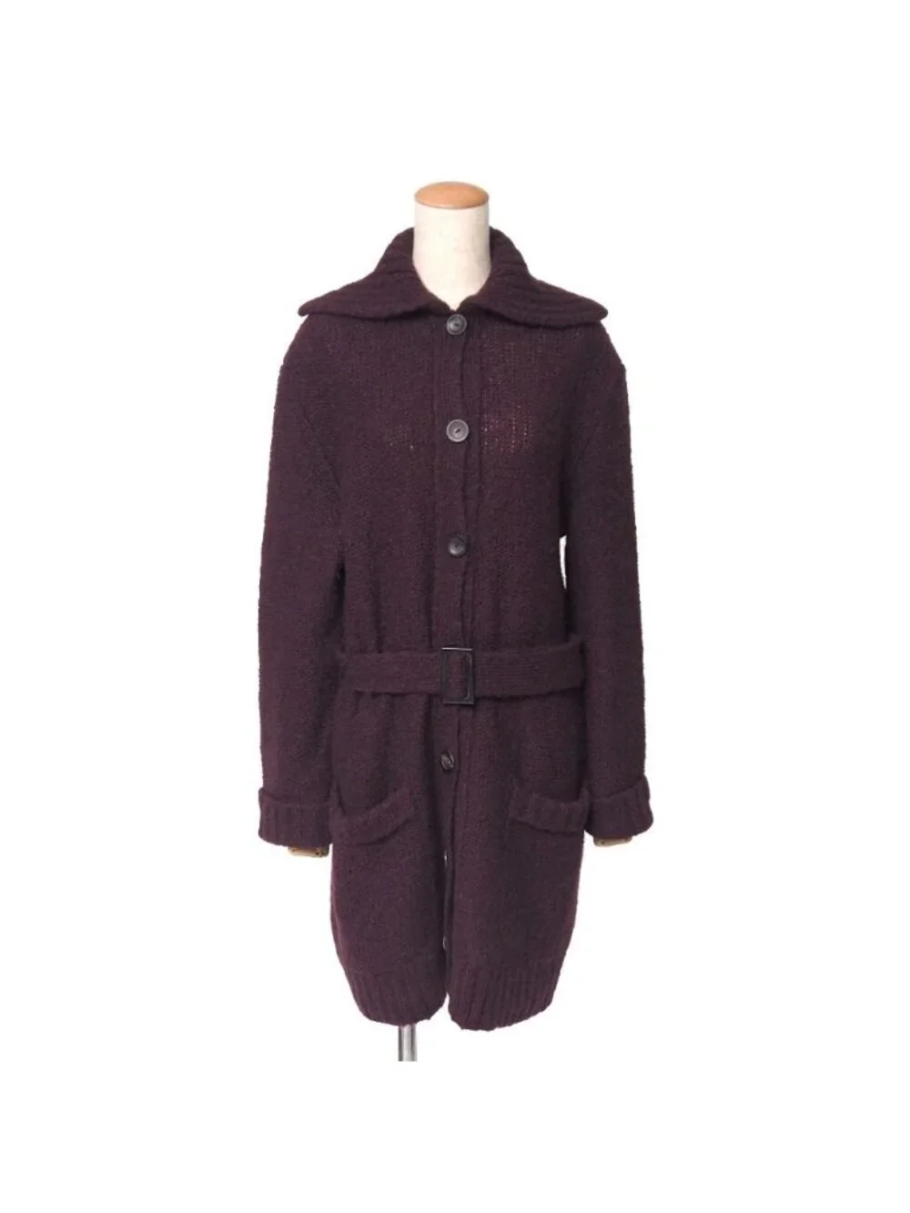 Gucci Vintage Knit Belted Long Cardigan Coat Mohair Blend